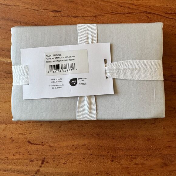 Parachute Sateen Cotton Back Envelope Pillowcase Standard Set in Grey NEW - Picture 7 of 7